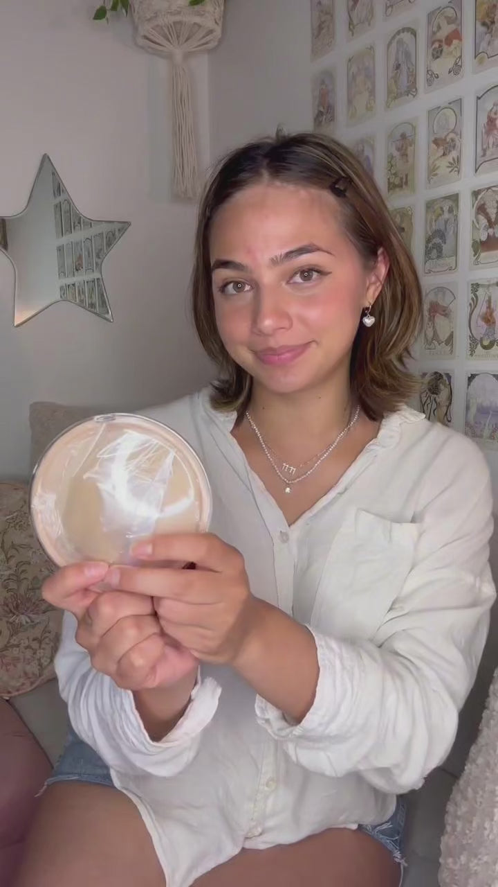 woman displaying imonopick silicone nipple covers in a clear case, with “Breathable All Day,” lightweight, soft, no stuffiness, and fresh all day text